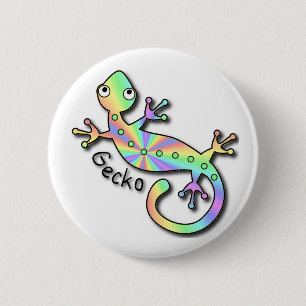 Macaron Rond 5 Cm Gecko psychédélique
