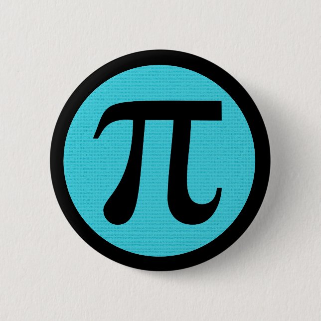 Macaron Rond 5 Cm geek mathématique, symbole Pi, bleu sur noir (Devant)