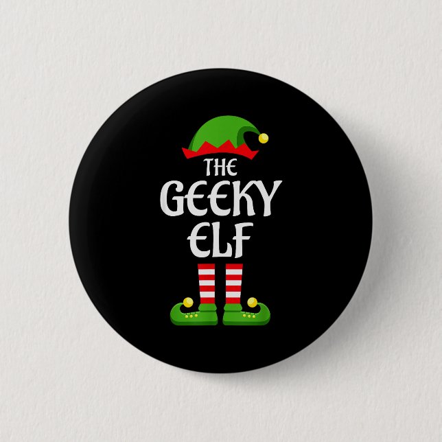 Macaron Rond 5 Cm Geeky Elf Family Matching Group Christmas Geek  (Devant)