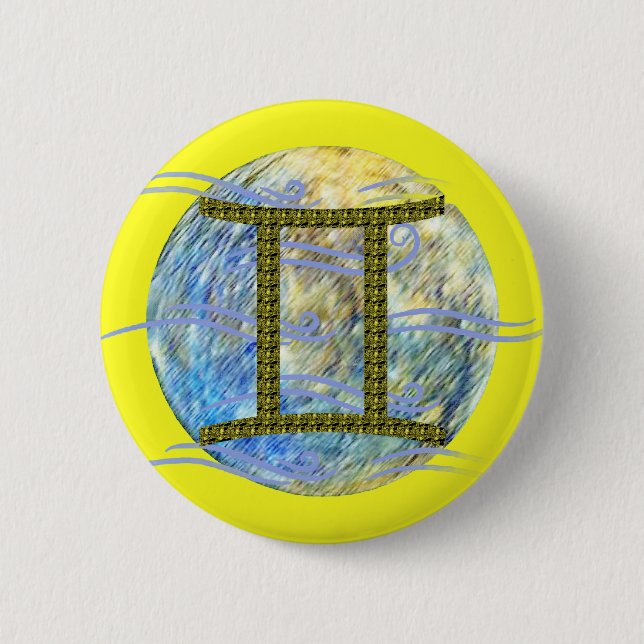 Macaron Rond 5 Cm Gémeaux (Devant)