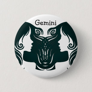 Macaron Rond 5 Cm Gemini  Horoscope Zodiac Sign Button