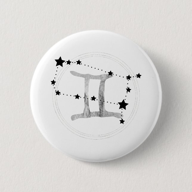 Macaron Rond 5 Cm Gemini the Twins zodiac sign constellation stars (Devant)