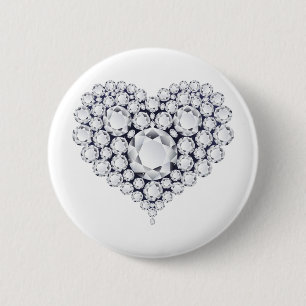 Macaron Rond 5 Cm Gemmes de coeur de diamants