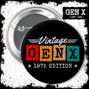Macaron Rond 5 Cm Gen X Generation Gen Xer Né 1972 Gen X Anniversair