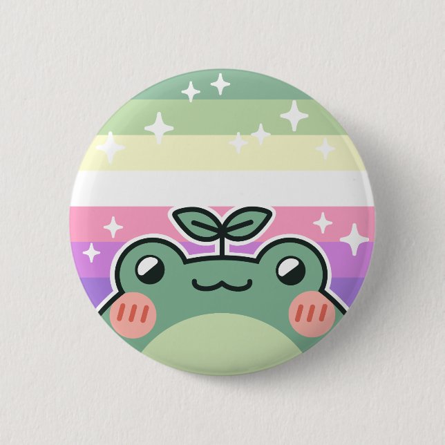 Macaron Rond 5 Cm Genderfae LGBT Pride Drapeau Grenouille (Devant)