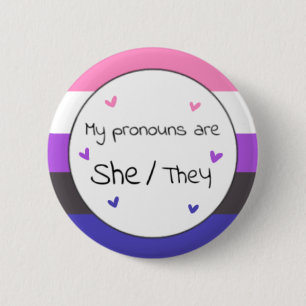 Macaron Rond 5 Cm Genderfluide Elle/Ils Pronoun Pin