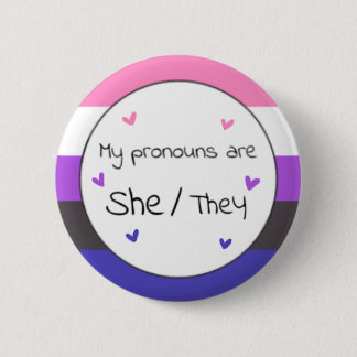 Macaron Rond 5 Cm Genderfluide Elle/Ils Pronoun Pin