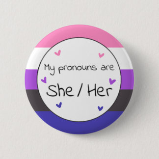Macaron Rond 5 Cm Genderfluide Elle/Son Pronoun Pin
