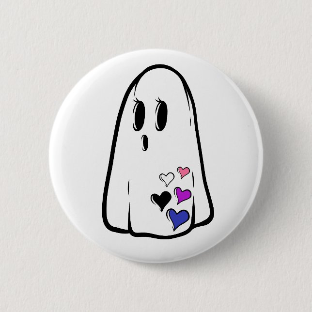 Macaron Rond 5 Cm Genderfluide Fierté Ghost (Devant)