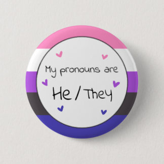 Macaron Rond 5 Cm Genderfluide He/They Pronoun Pin