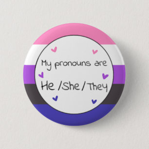 Macaron Rond 5 Cm Genderfluide Il/Elle/Ils Pronoun Pin