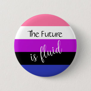 Macaron Rond 5 Cm Genderfluide L'avenir est Fluid Custom Text Button