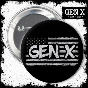 Macaron Rond 5 Cm Génération X American Flag Fier Gen Xer Gen X