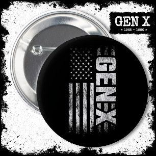Macaron Rond 5 Cm Génération X Gen Xer Gen X American Flag Gen X