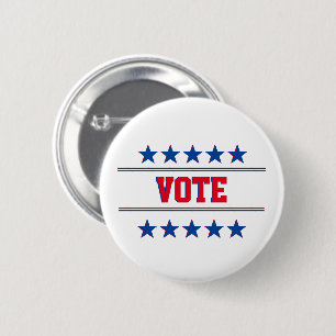 Macaron Rond 5 Cm Générique Non Partisan Rouge Blanc et Bleu Vote