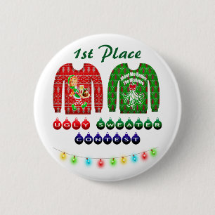 Macaron Rond 5 Cm Génial fête de Noël 1ère place Gagnante