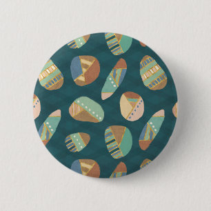 Macaron Rond 5 Cm Geo extérieur XII motif géométrique bleu et vert