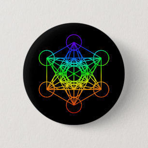 Macaron Rond 5 Cm Géométrie sacrée Cube de Metatron en couleurs arc-