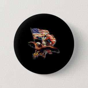 Macaron Rond 5 Cm George Washington À cheval Sur Un Aigle Bald Patri