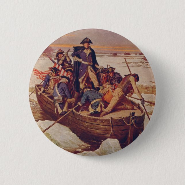 Macaron Rond 5 Cm George Washington croisant le fleuve Delaware (Devant)