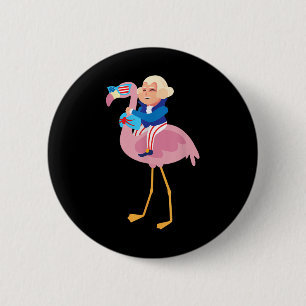 Macaron Rond 5 Cm George Washington Flamant rose 4 juillet Fl améric