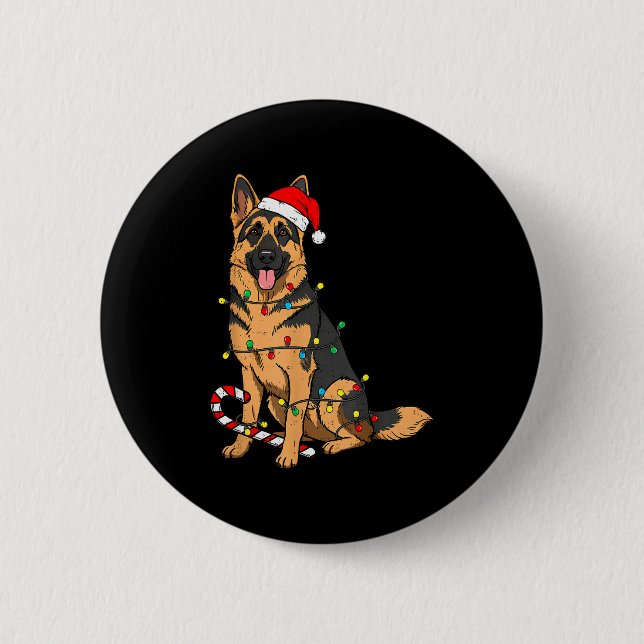 Macaron Rond 5 Cm German Shepherd Dog Christmas Lights Xmas Pet Dog  (Devant)