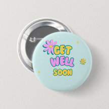 Get well soon bold text with flowers on blue