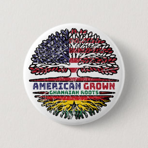 Macaron Rond 5 Cm Ghana Ghanaian US American États-Unis Tree