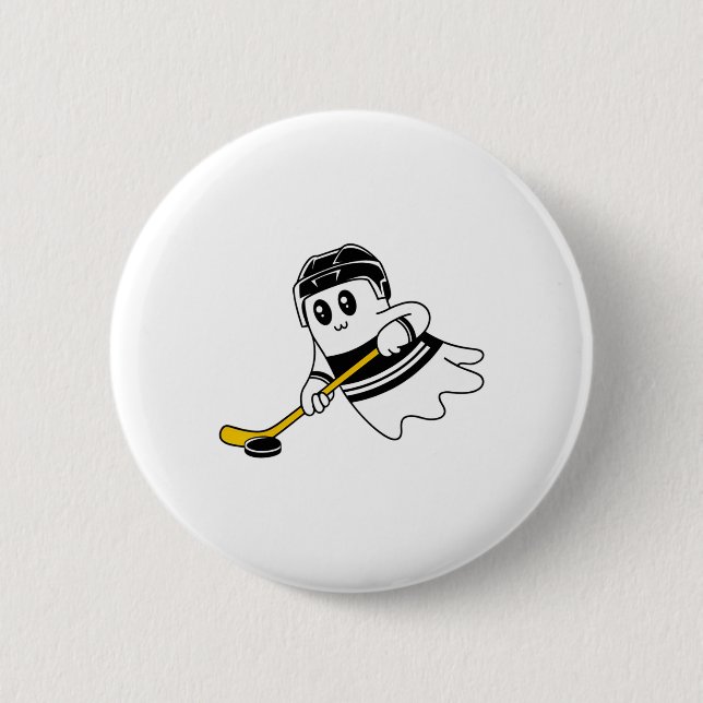 Macaron Rond 5 Cm Ghost Jouer Hockey sur glace Halloween Costume Spo (Devant)