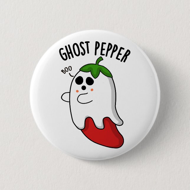 Macaron Rond 5 Cm Ghost Pepper Funny Chili Pun  (Devant)
