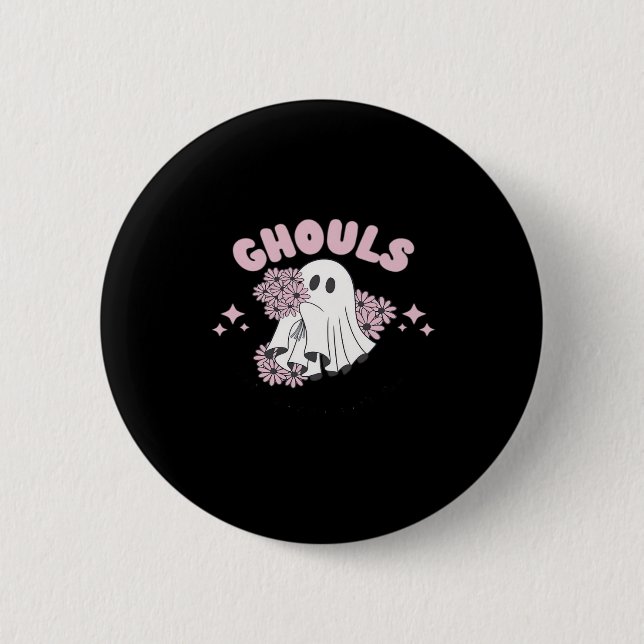 Macaron Rond 5 Cm Ghouls veut juste s'amuser Halloween Art Basic Sty (Devant)