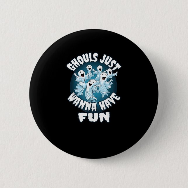 Macaron Rond 5 Cm Ghouls veut juste s'amuser Sloth Halloween (Devant)