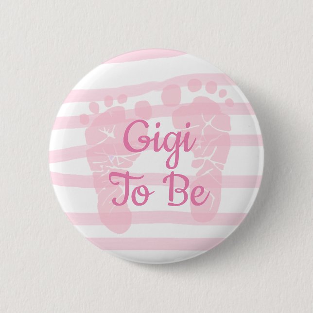 Macaron Rond 5 Cm Gigi be Rose Girl Baby shower bouton (Devant)