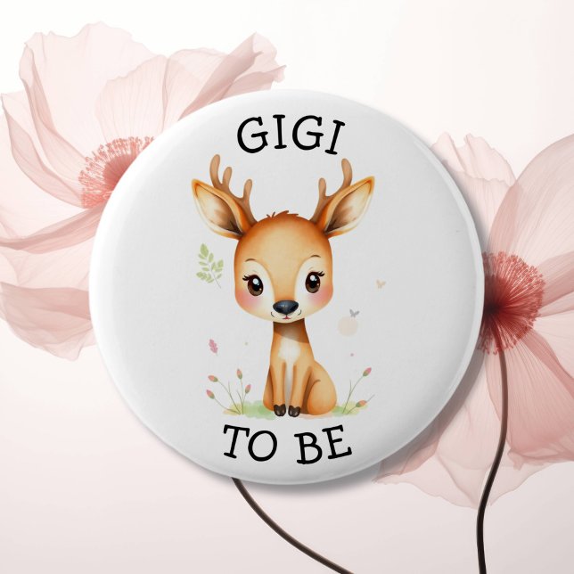 Macaron Rond 5 Cm GiGi | Bouton Baby shower à thème Woodland (Créateur téléchargé)