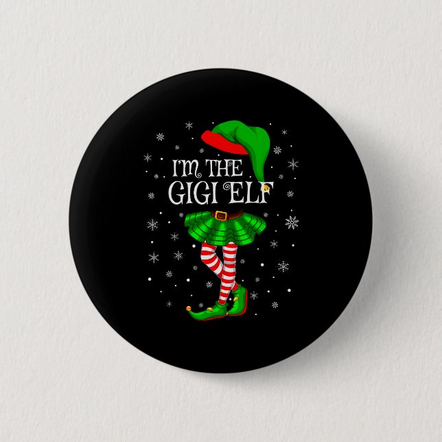 Macaron Rond 5 Cm Gigi Elf Christmas Matching Family Women Girls Elf (Devant)