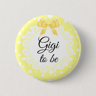 Macaron Rond 5 Cm Gigi Pour Être Jaune Polka Dot Douche Bouton