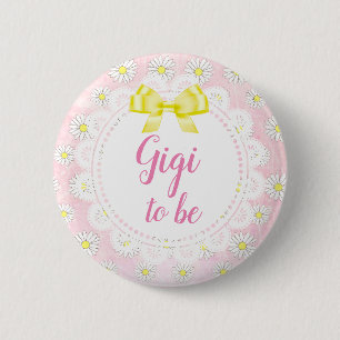 Macaron Rond 5 Cm Gigi pour être rose Baby shower de marguerites