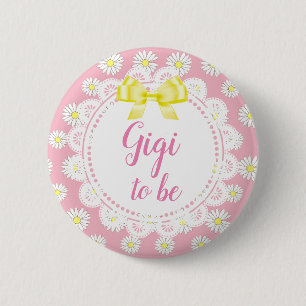 Macaron Rond 5 Cm Gigi pour être rose Baby shower de marguerites