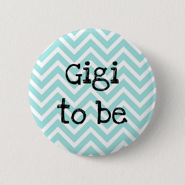 Macaron Rond 5 Cm Gigi sera turquoise Baby shower Chevron (Devant)