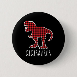 Macaron Rond 5 Cm Gigisaurus Buffalo Carreaux Dinosaure Drôle Corres