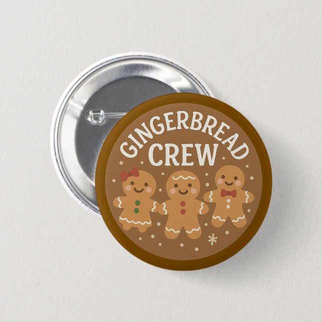 Macaron Rond 5 Cm Gingerbread Crew Cute Christmas  (Devant & derrière)
