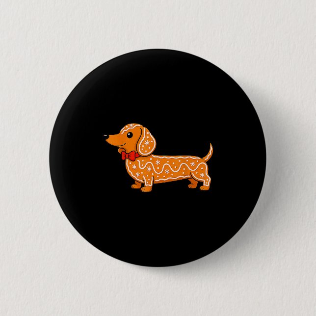 Macaron Rond 5 Cm Gingerbread Dachshund Christmas Cute Weiner Dog  (Devant)