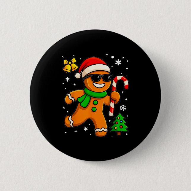 Macaron Rond 5 Cm Gingerbread Man Funny Christmas Cookie Costume Bak (Devant)