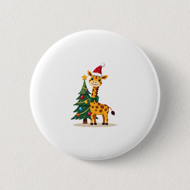 Macaron Rond 5 Cm Gingerbread Man Giraffe Santa Hat Christmas Tree T (Devant)