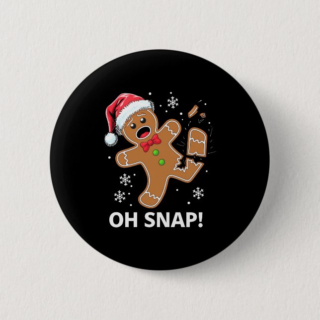 Macaron Rond 5 Cm Gingerbread Man Oh Snap Christmas Funny Cookie  (Devant)