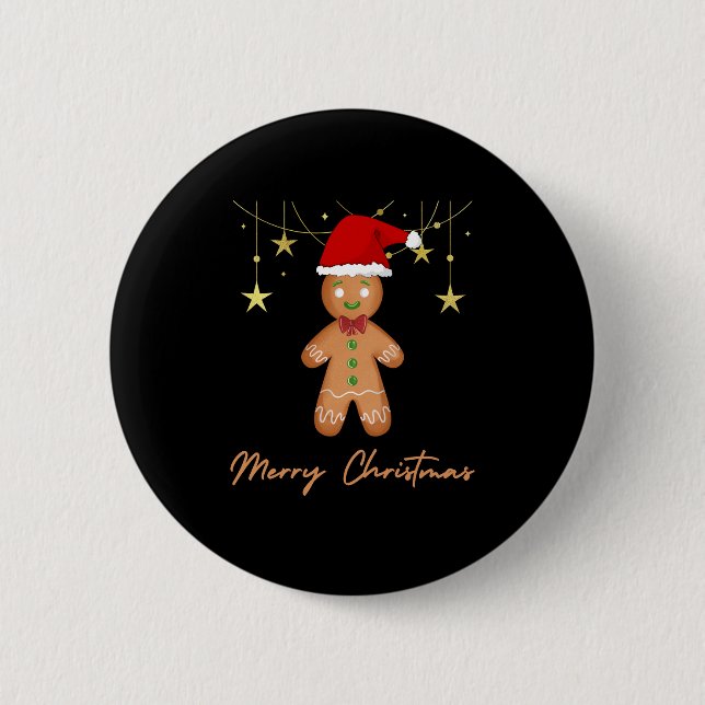 Macaron Rond 5 Cm Gingerbread Salutations Noël (Devant)