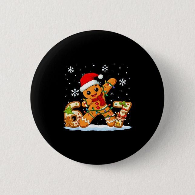 Macaron Rond 5 Cm Gingerbread Six Seven 67 Meme 6 7 Funny Christmas  (Devant)