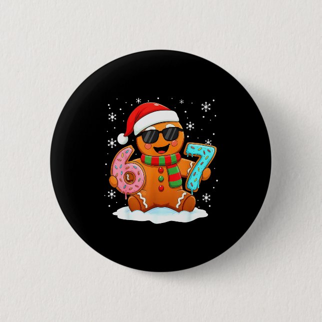 Macaron Rond 5 Cm Gingerbread Six Seven Bruh Funny Christmas Meme Si (Devant)