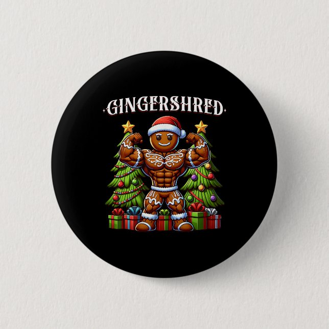 Macaron Rond 5 Cm Gingersher Funny Gingerbread Homme Gym Bodybuildin (Devant)