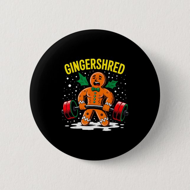Macaron Rond 5 Cm Gingershred Funny Gingerbread Man Gym Bodybuilding (Devant)